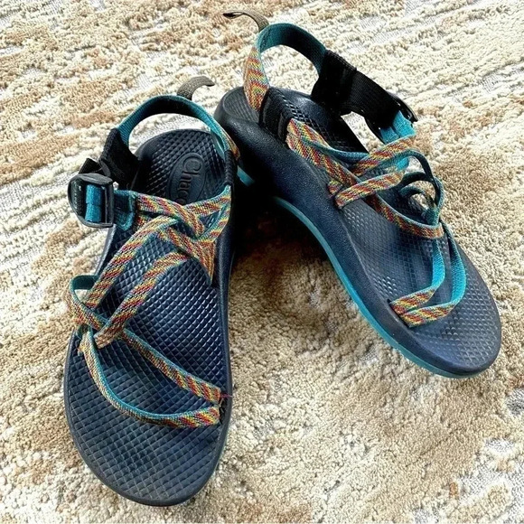 Chaco ZX2 Classic Blue Red Yellow Boulder Walking Hiking Sandals Boost: 4 - Picture 1 of 9